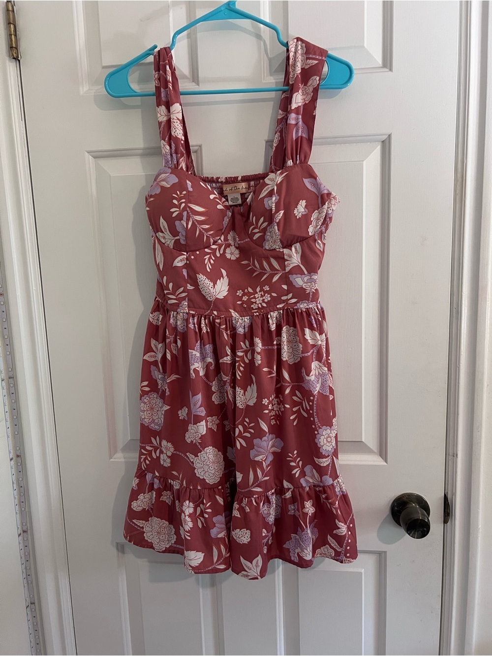 Floral Ruffle Mini Dress in Dusty Rose